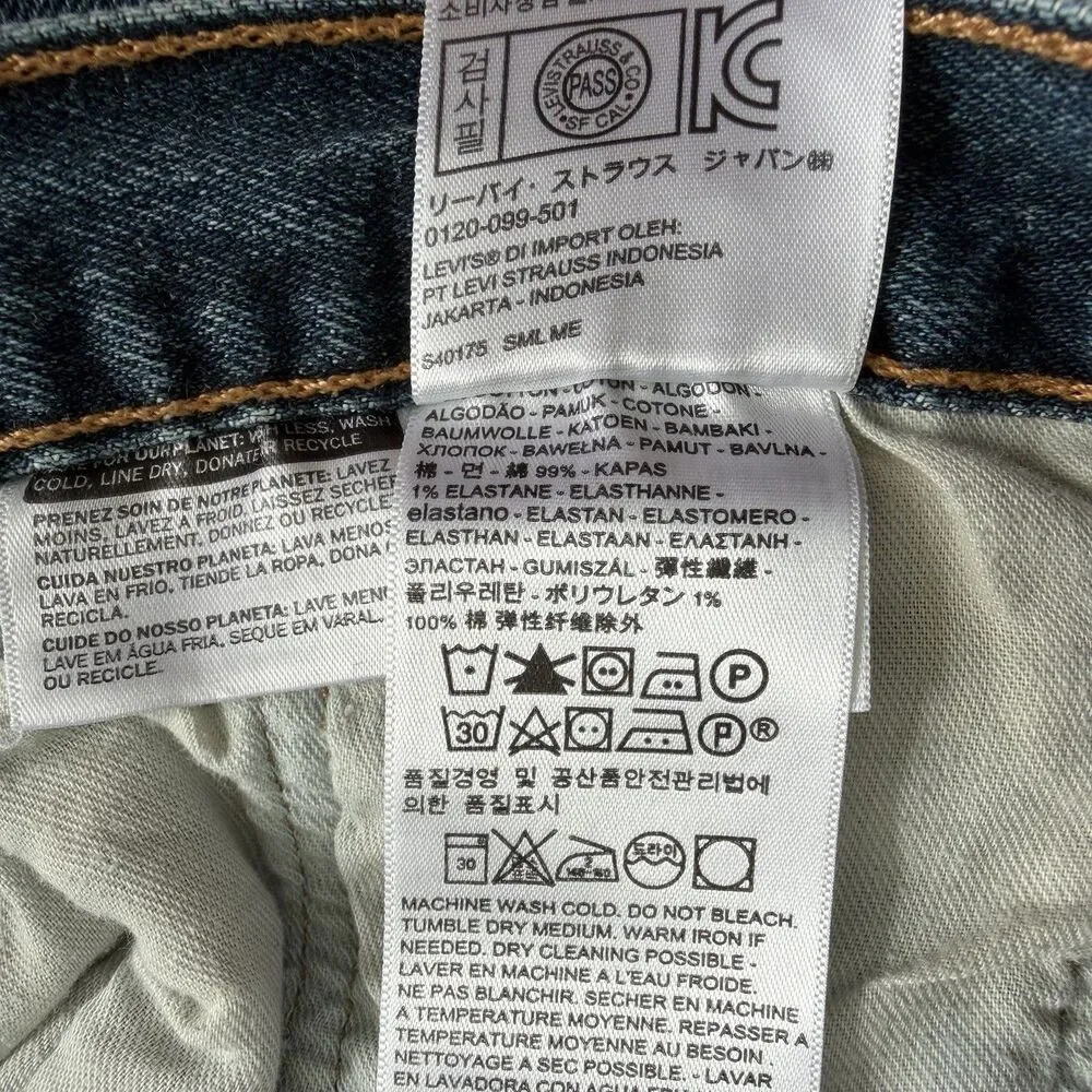 Levis 501 Original Fit Stretch Jeans Mens Blue Denim Button Fly Size 40x30
